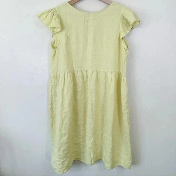 Abito Ruffle  Sleeve Linen Relaxed Fit Dress - Picture 16 of 16